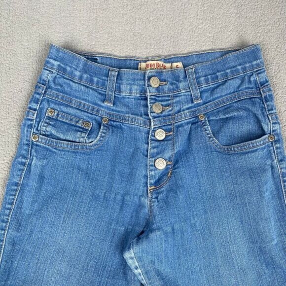 Judy Blue Women's size 5 Blue Keeley Jeans High Rise Button Fly Skinny Raw Hem - Picture 11 of 12